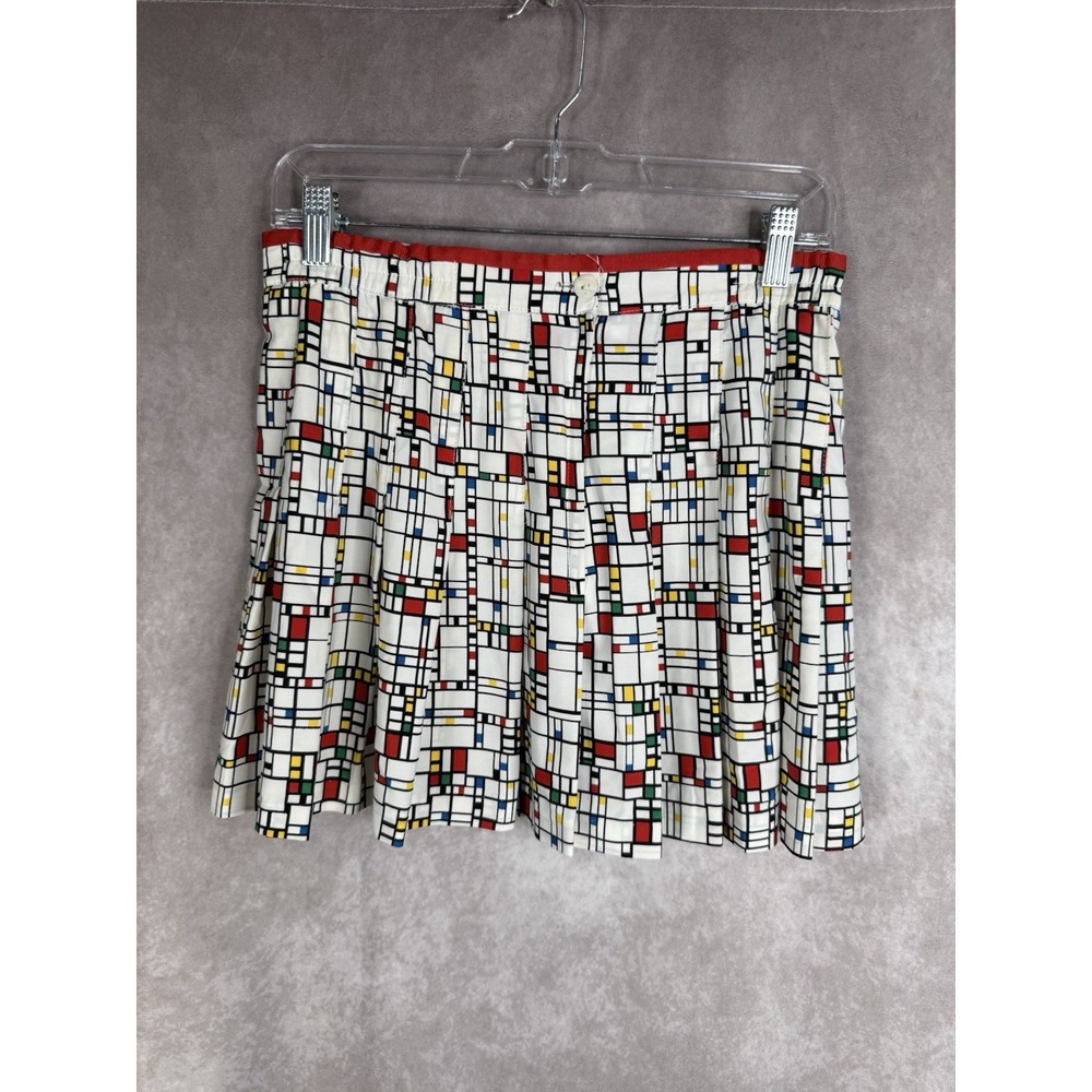 Tail Vintage 90's MCM Mondrian Print Pleated Tennis Skirt In White Women's Sz 8